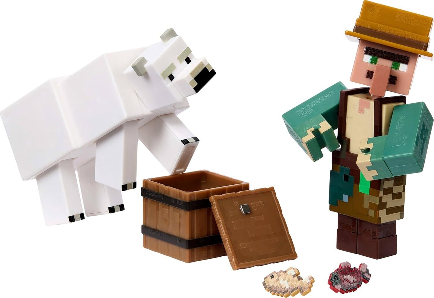 Mattel - Minecraft 3.25'' Fisherman and Polar Bear Figure, 2-Pack ...