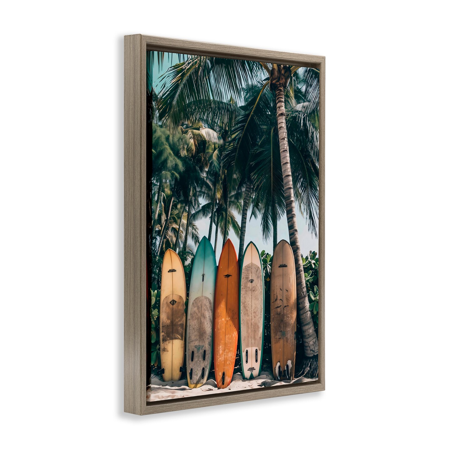 Stupell Industries Vintage Surfboard Lineup Black Framed Floater Canvas Wall Art, design by LSR Design Studio
