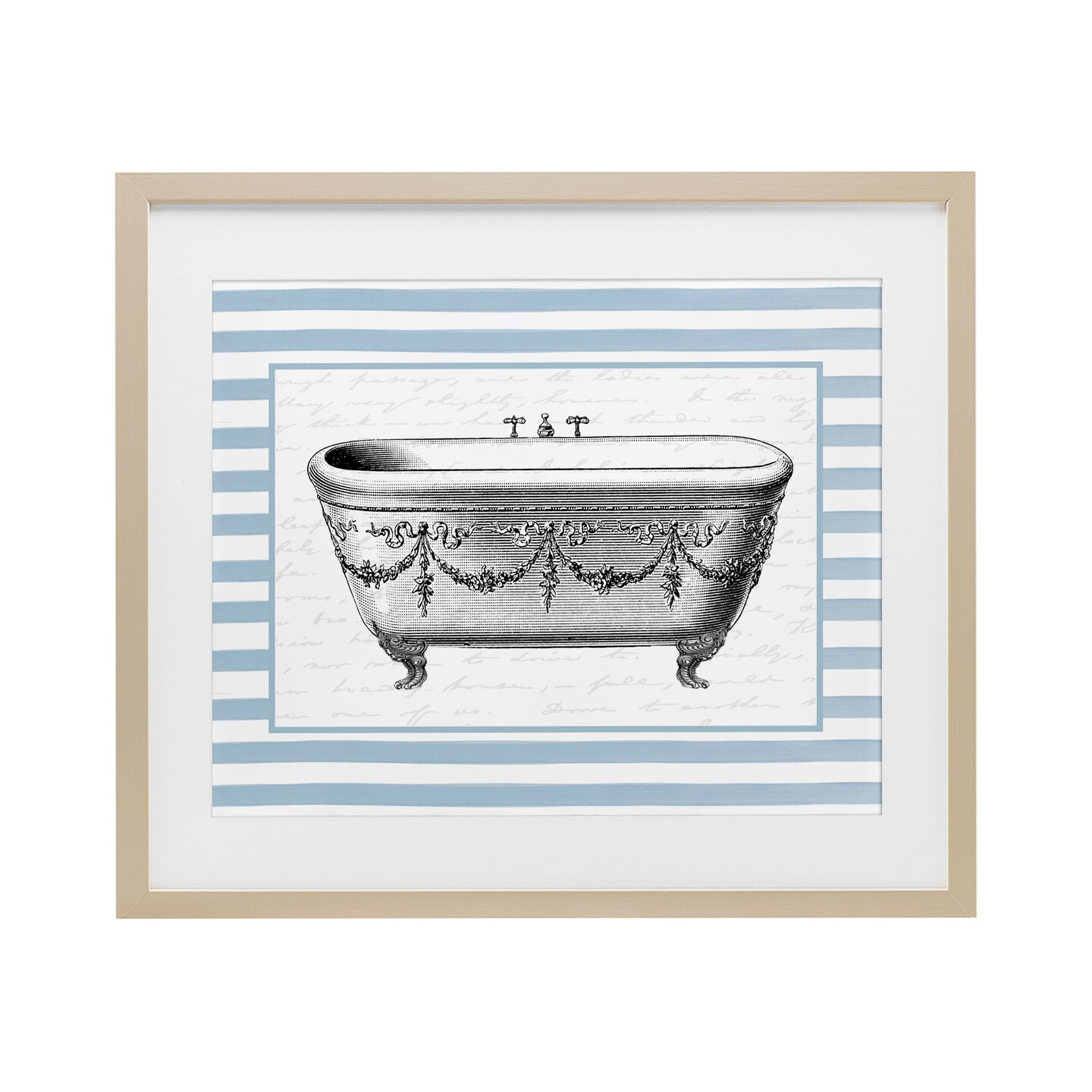Stupell Industries Ornate Vintage Tub on Stripes Black Framed Print Under Glass, design by Lettered and Lined