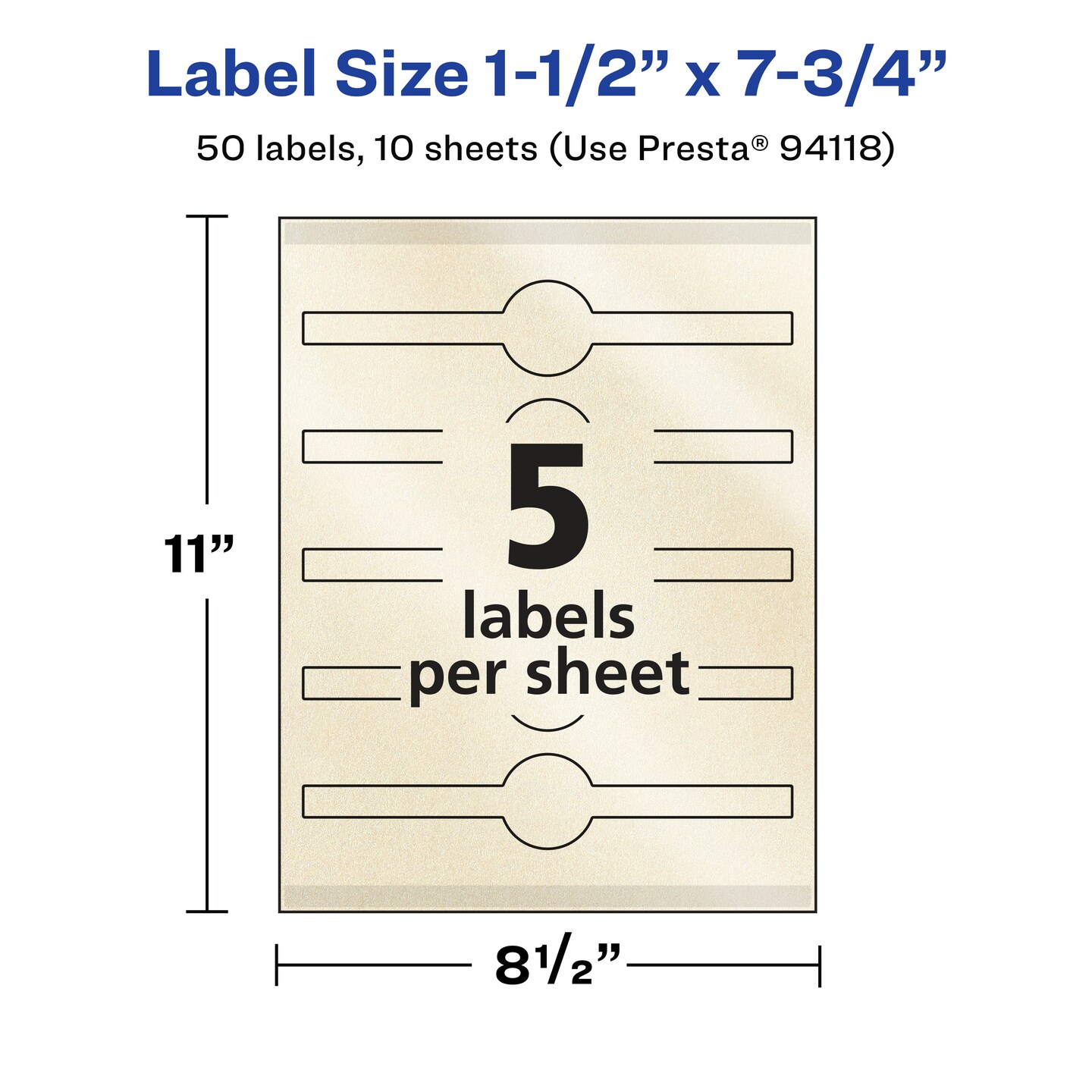 Avery Pearlized Ivory Wraparound Labels with Sure Feed Technology, Print-to-the-Edge, 1.5" x 7.75"