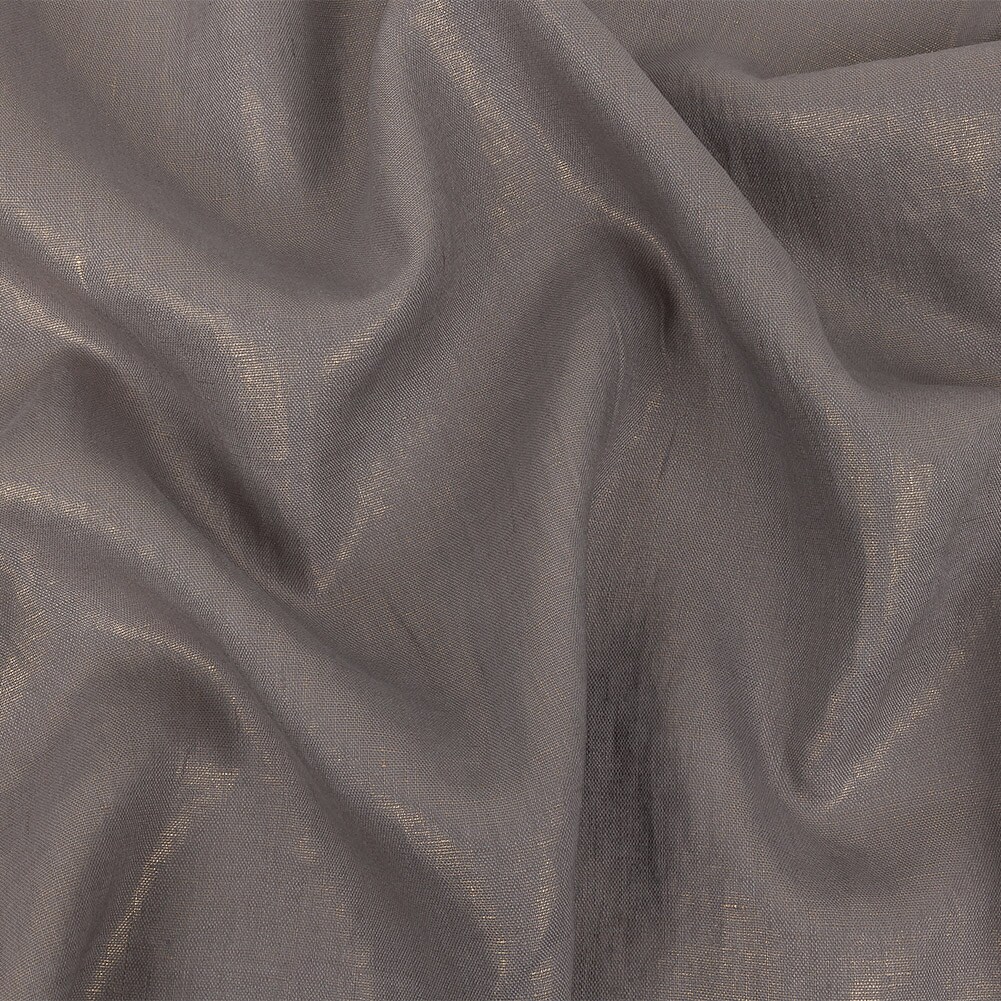 1 Yard Medium Weight Linen Woven with Metallic Foiling Silver Shadow and Gold Fabric
