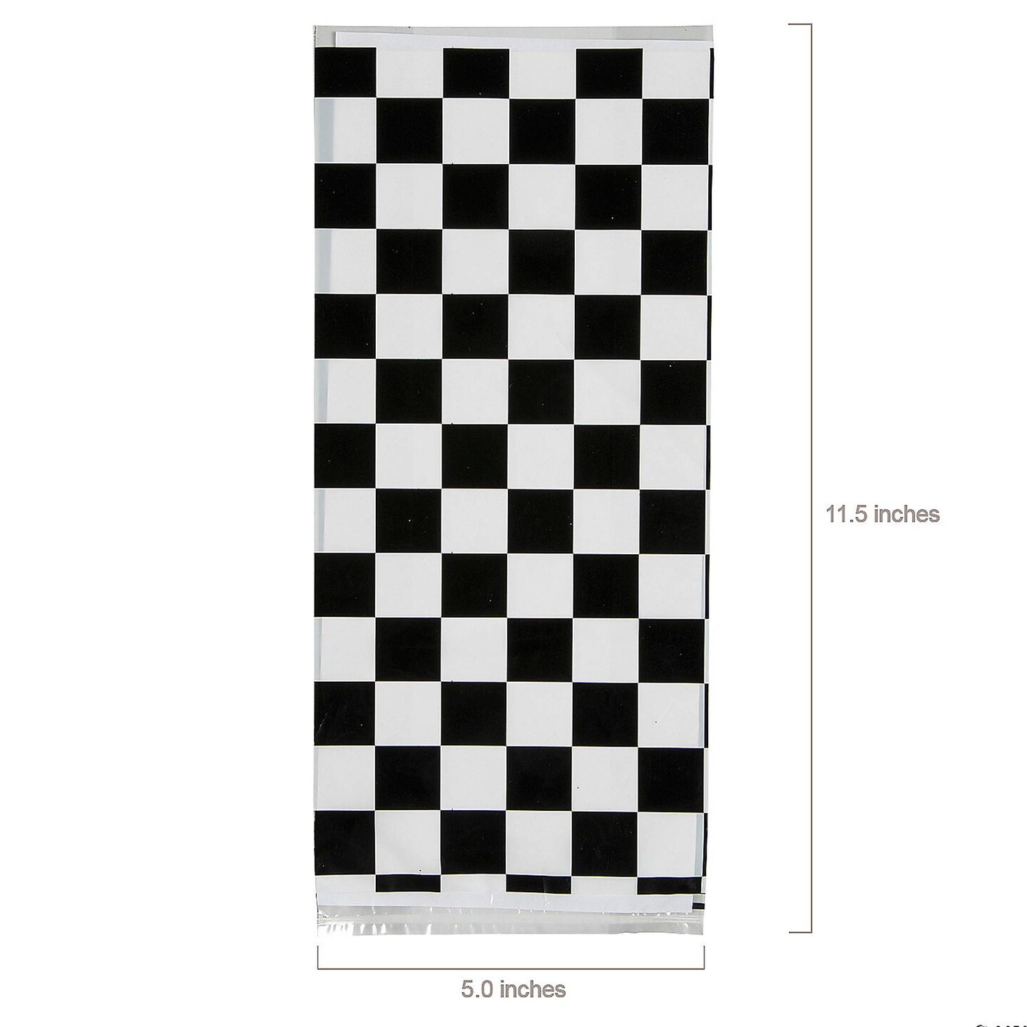 5" x 11 1/2" Black and White Checkered Cellophane Bags 12 Pieces