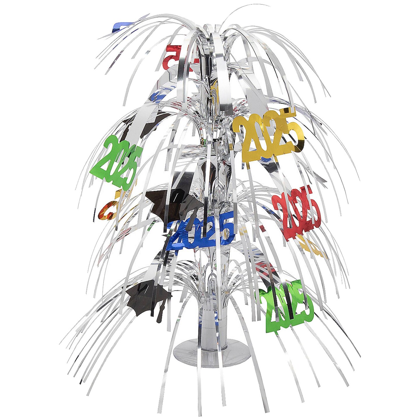 3&#x22; x 18&#x22; Graduation Class of 2025 Silver Foil Tabletop Fountain