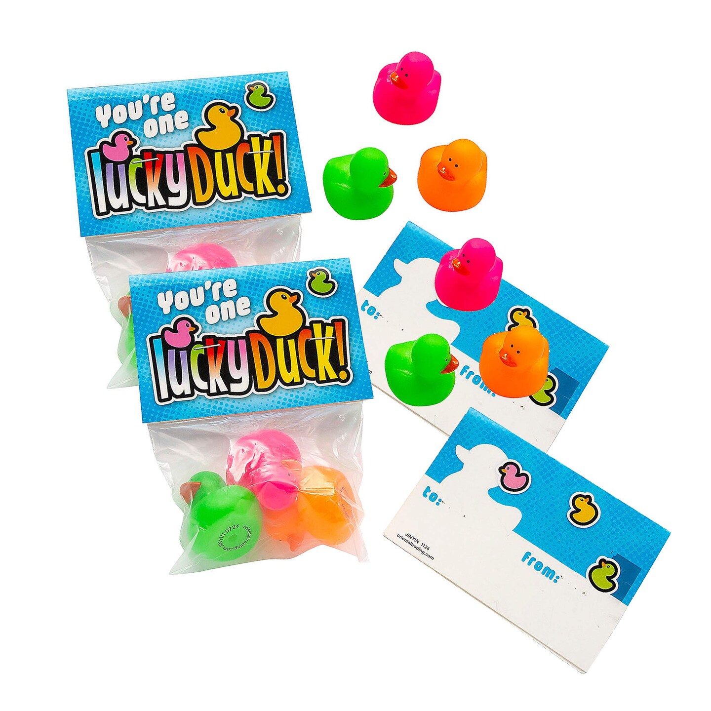 5 1/2&#x22; Mini Neon Ducks Lucky Duck Exchange Packs 12 Pieces