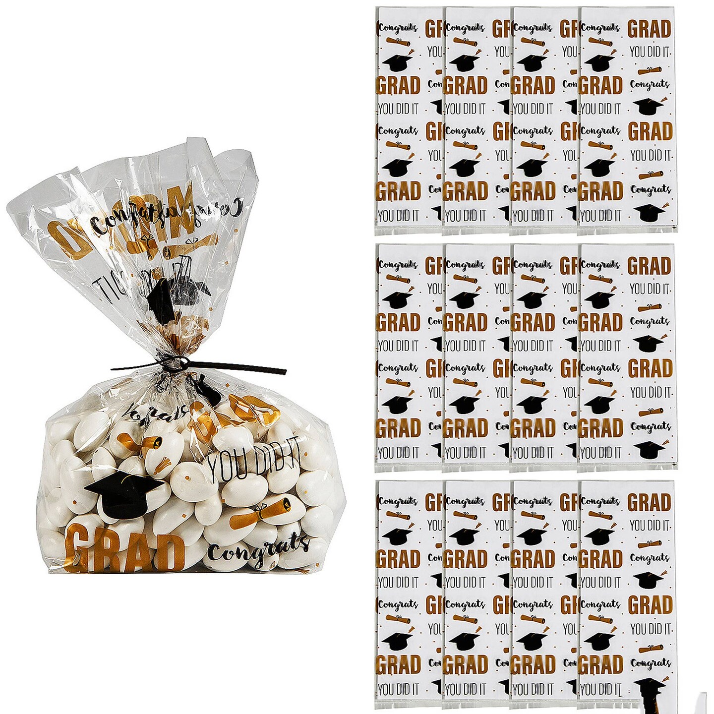 5&#x22; x 11 1/2&#x22; Graduation Cellophane Bags with Twist Ties 12 Pieces