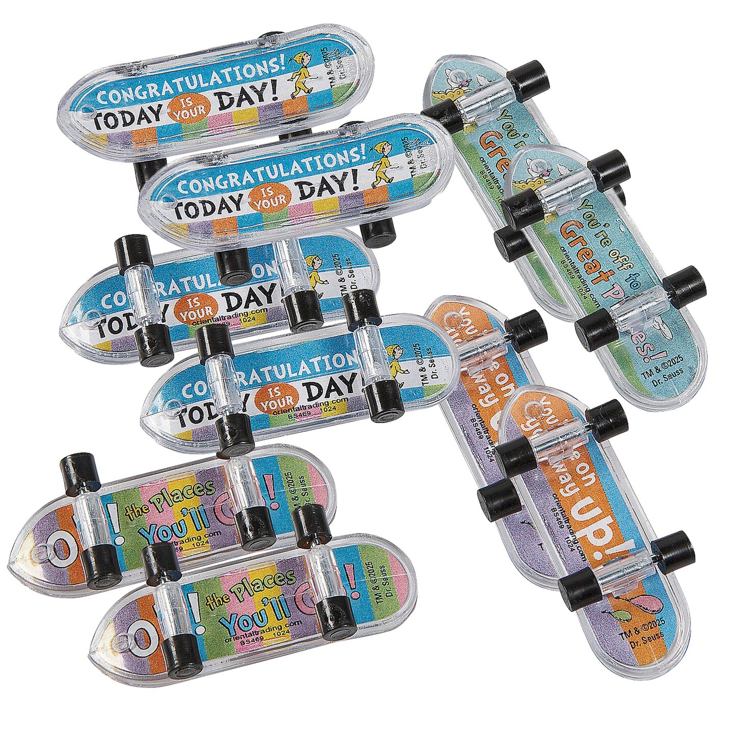 2" x 1/2" Mini Dr. Seuss Oh the Places You’ll Go Skateboards 36ct