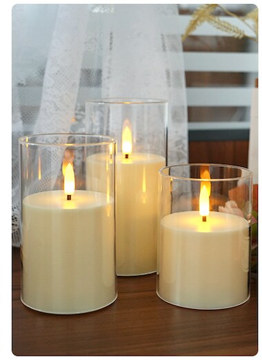 Designer&#x2019;s Shop CS-7202 Flameless LED candle Acrylic shell with Remote Control Timer. 5 pc packed, color : Clear