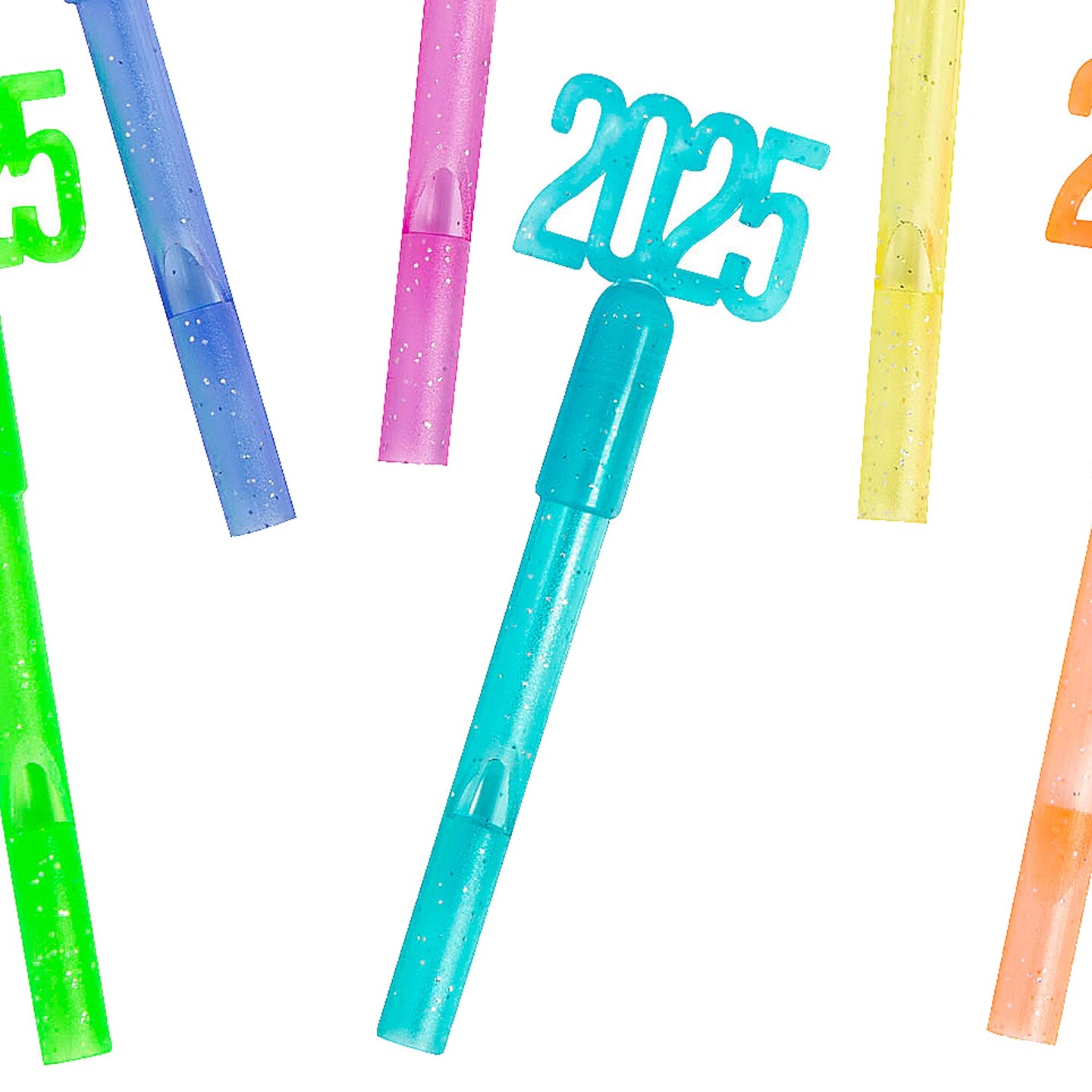 1" x 4" Bulk 72ct 2025 Glitter Brightly Colored Plastic Whistles