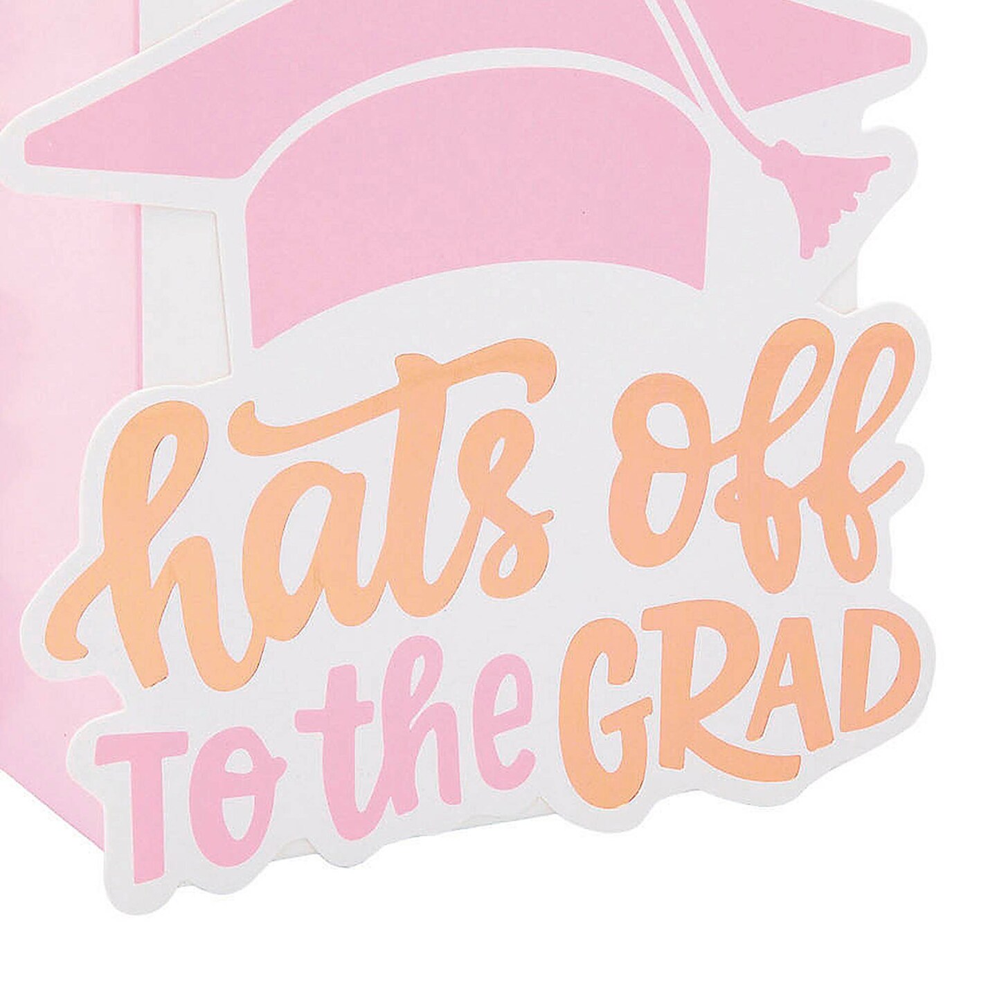 4 1/2&#x22; x 4 1/2&#x22; Graduation Party Pink Hats off to the Grad Favor Boxes 12 Pieces
