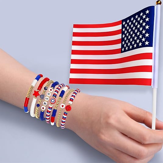 Friendship Bracelets - Beaded Bracelets Set for Teen Women, Wearables Preppy Bracelets, Stackable & Colorful Bracelets - Ideal Gifts, 4th of July, Halloween, Christmas