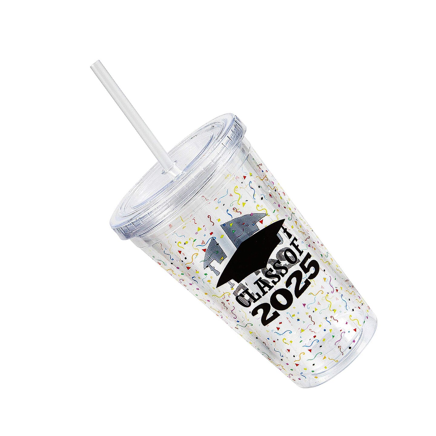 16 oz Class of 2025 Reusable BPA Free Plastic Tumbler with Lid &#x26; Straw