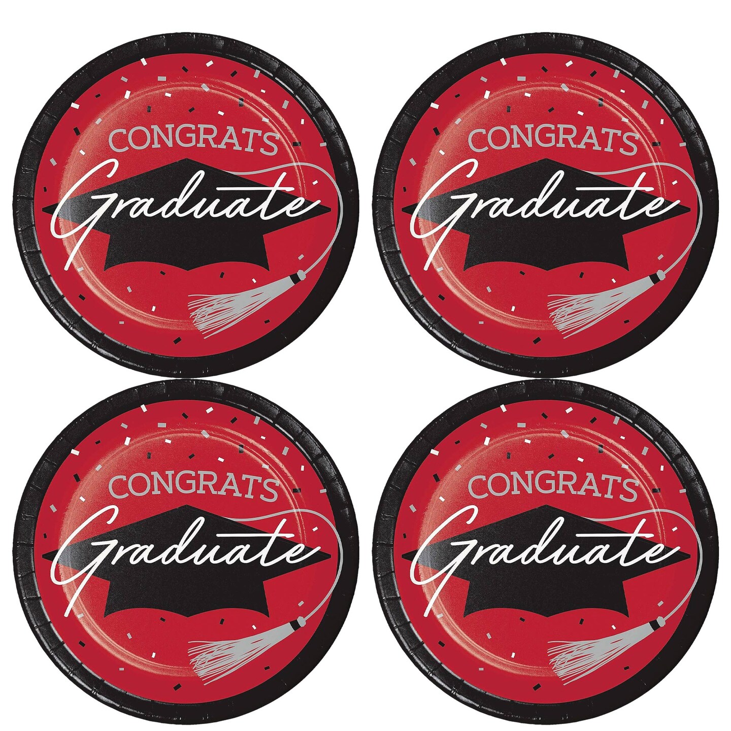 Creative Converting School Spirit Red Graduation Dessert Paper Plates 54 Count