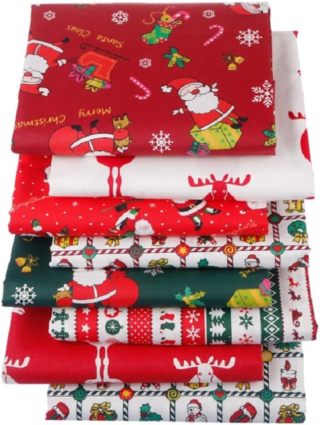 8PCS Christmas Cotton Fabric Squares - 20&#x22; x 20&#x22;