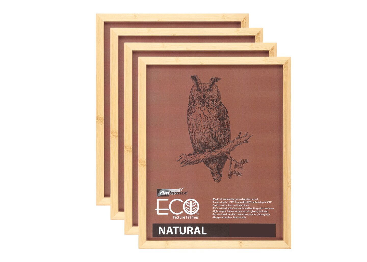 Ambiance Eco Frames - Natural Bamboo - Sustainable Wood Eco-Conscious Minimalist Frames for Artwork, Paintings, Drawings, Display, & More