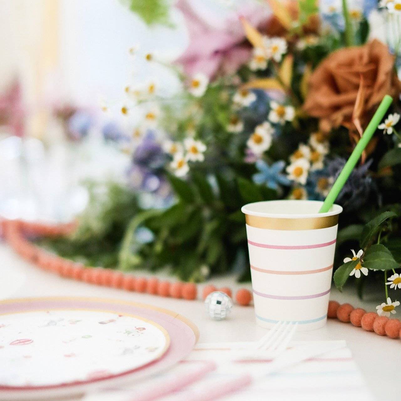 Pastel Striped Cups (8pcs)
