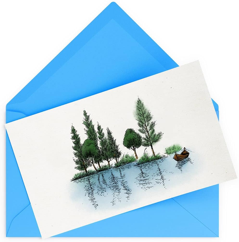 Lake River Scenery Trees Boat Clear Stamps for Card Making and Scrapbooking Card Making Words Transparent Stamps Silicone Stamps Photo Album Decor