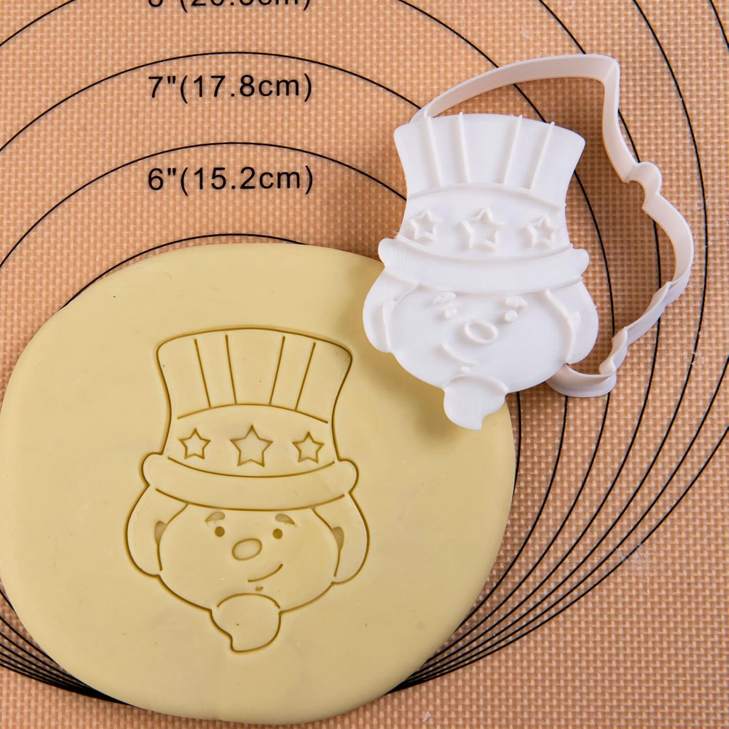 4th of July Cookie Cutter with Plunger Stamps 3D Uncle Sam Biscuit Cutter Baking Holiday PLA Cake Mold for Kitchen 3.5&#x22; Tools for Family Birthday Party