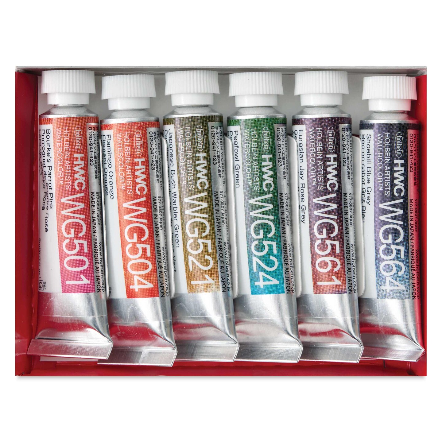 Holbein Artists' Watercolors - Set of 6, Granulating, Birds, 5 ml
