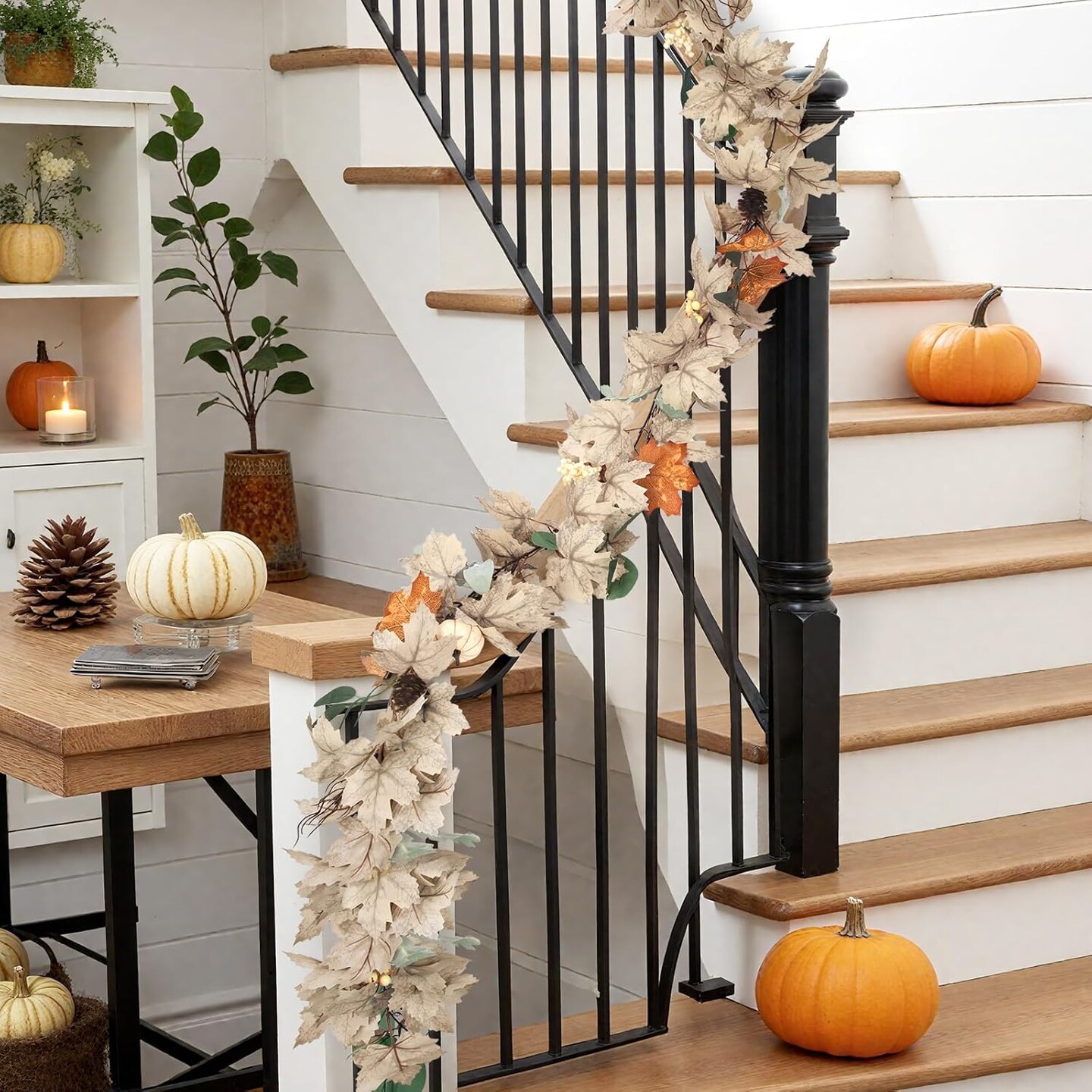 Fall Leaves Garland(White)8.39 x 4.45 x 4.06 inches