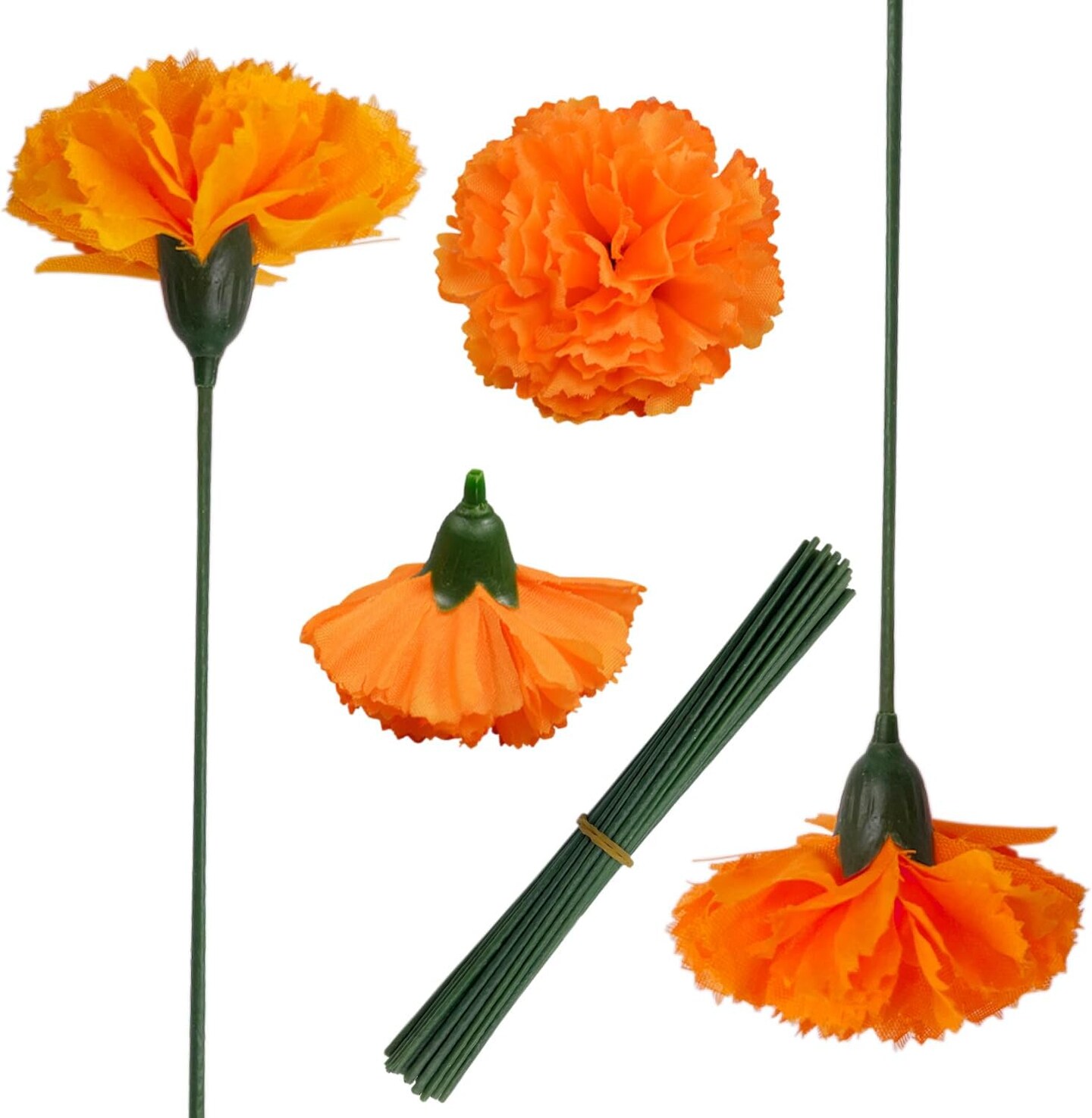 50Pcs Artificial Marigold Flowers(Orange 50pcs - 2'')2"D x 8"W x 5"H