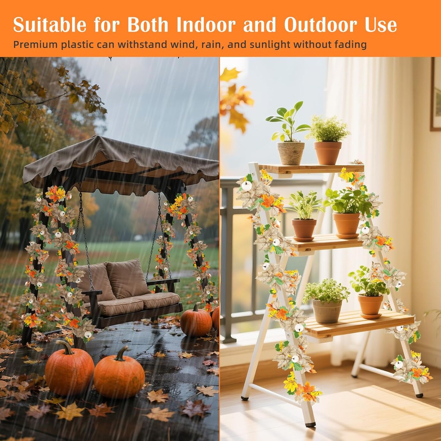 Fall Decor - 6 ft Fall Garland, Fall Leaves Garland with Fall Decorations(Dry Yellow)68.9 x 1.97 x 1.97 inches
