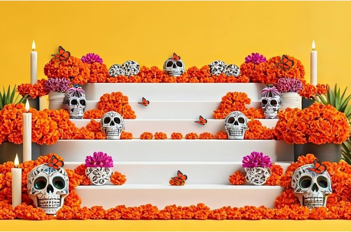 Artificial Marigold Flower(Orange)2.4&#x22;D x 2.4&#x22;W x 2&#x22;H