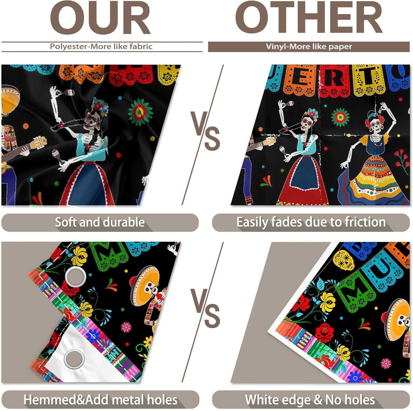 72x43inch Polyester Day of The Dead Backdrop(Colorful Pattern)