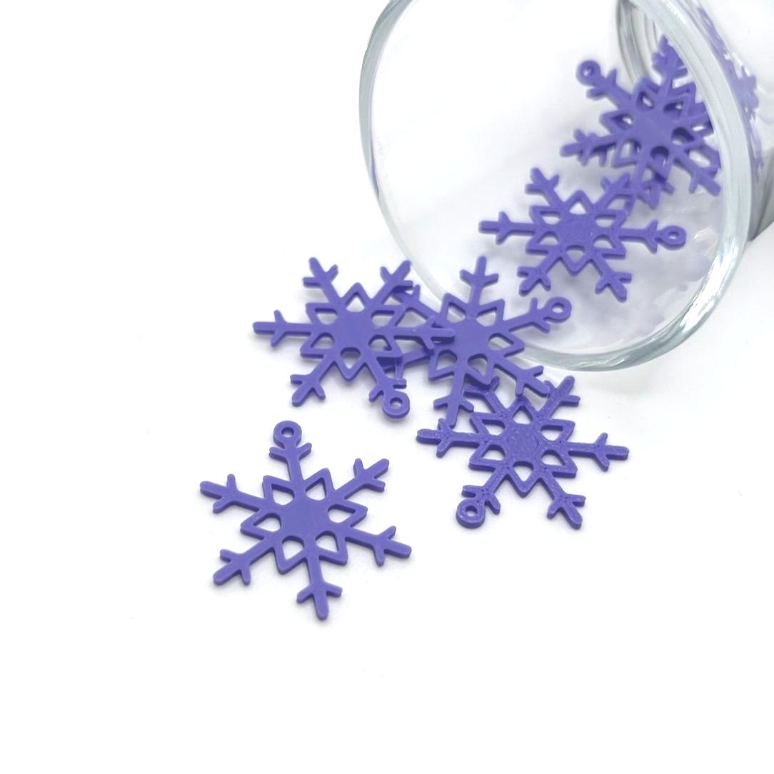 Purple Christmas Snowflake Charm, 22x26mm