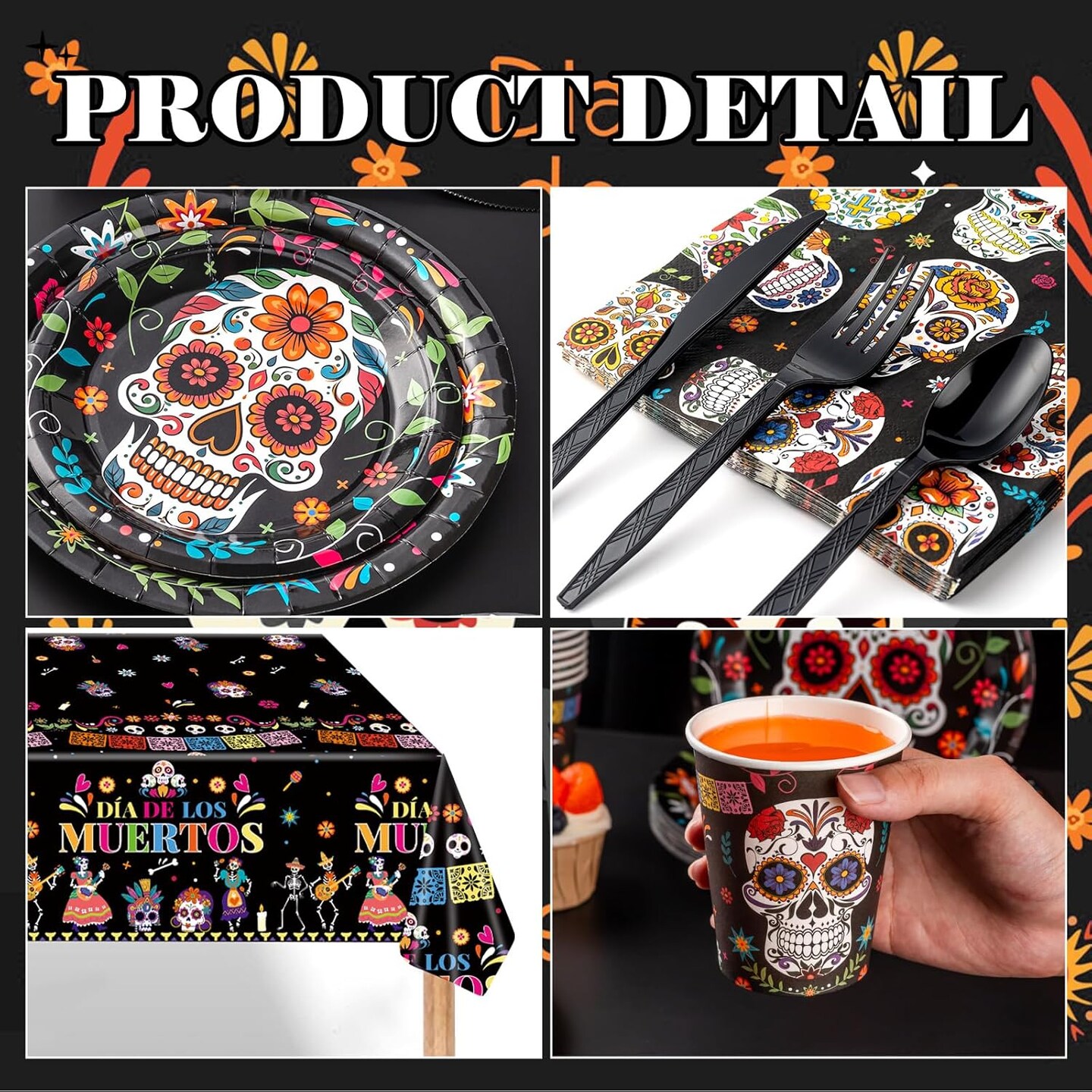 Day of the Dead Party Decorations Día de los Muertos Party Supplies(Multicolor)