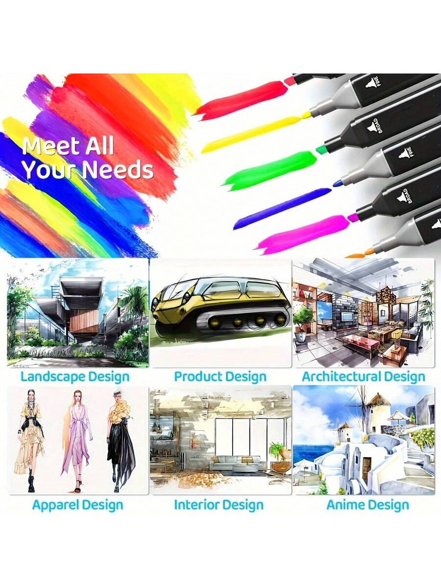 60 Colors Alcohol Markers Set, Dual-Tip Permanent Art Markers with Case