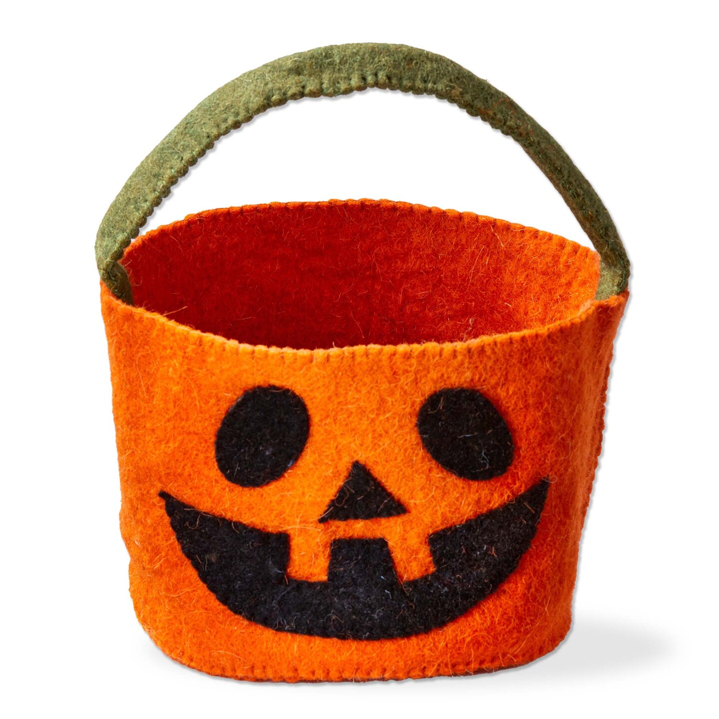 Halloween Felt Treat Basket - Decorative Orange Multi Sculpture for Holiday Decor - 7&#x22; L x 7&#x22; W x 6&#x22; H - Spot Clean