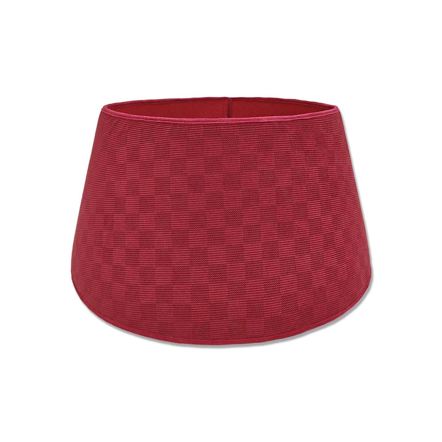 Red Faux Suede Checkerboard Roll-Up Christmas Tree Collar - 26&#x22;