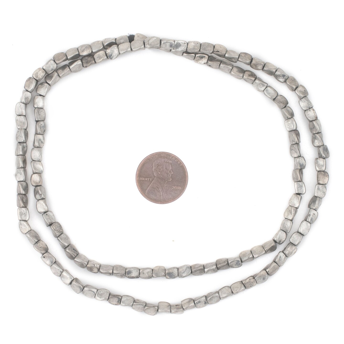 The Bead Chest Silver Twisted Nugget Beads, Full Strand of Quality Metal Spacers for DIY Jewelry Design