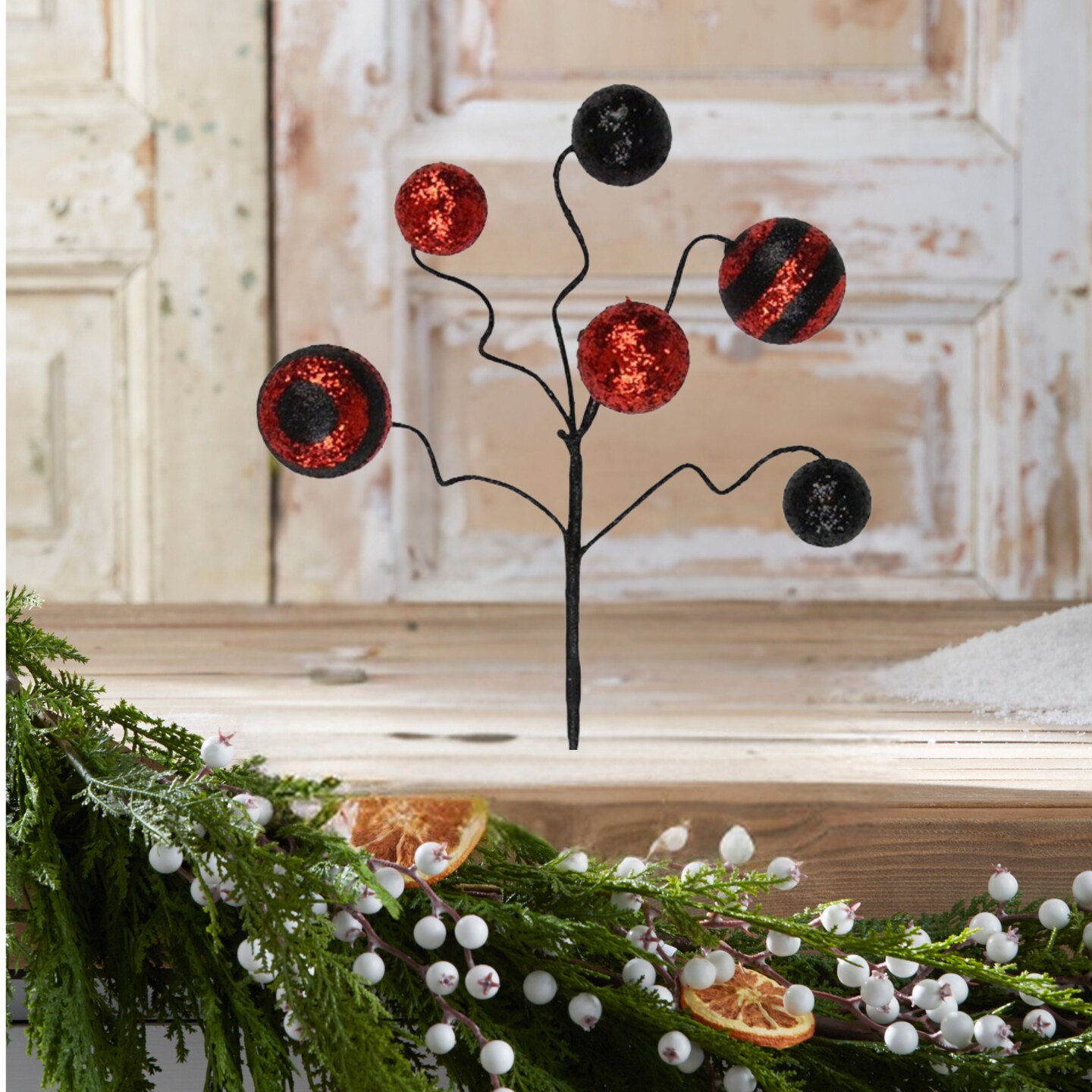 17&#x22; Glitter Ball Pick: Red &#x26; Black