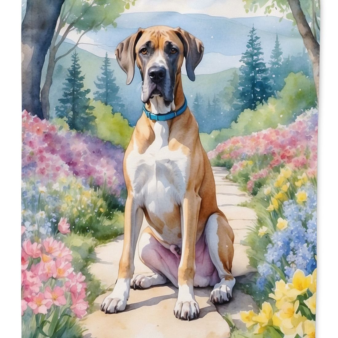 Edge Collections - 11.25" X 15.50" - Multicolor - Great Dane Spring Path Decorative - 1 Piece
