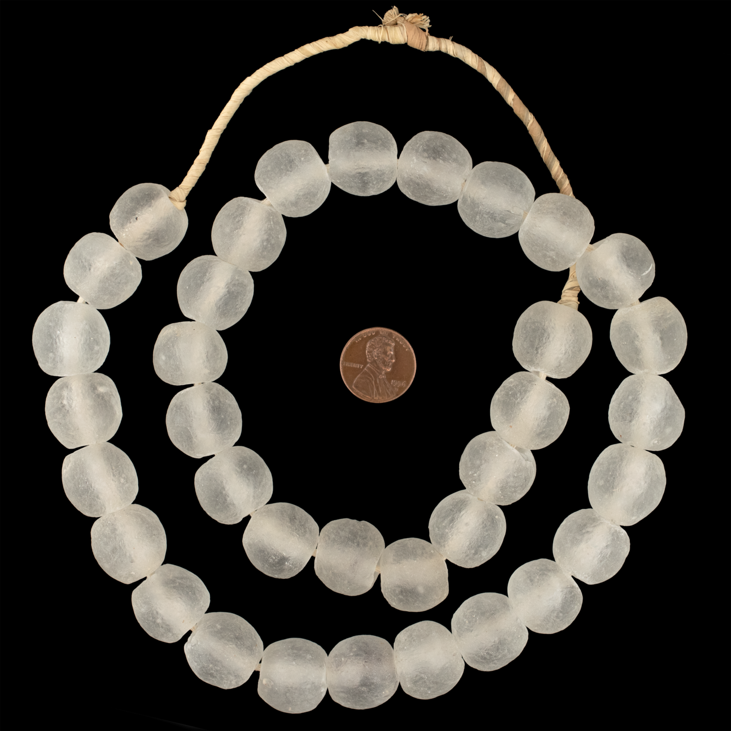 The Bead Chest African Recycled Glass Beads – Handmade in Ghana – Clear 18mm Strand for Jewelry Making, Crafts, and Home Decor I Approximately 35 Beads