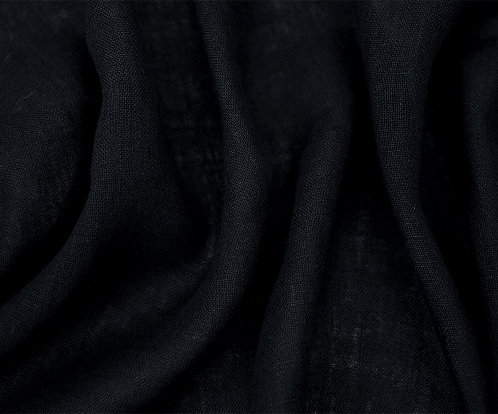 Deep Navy Washed Blue Semi-Sheer Solid Linen Woven Fabric By the Yard