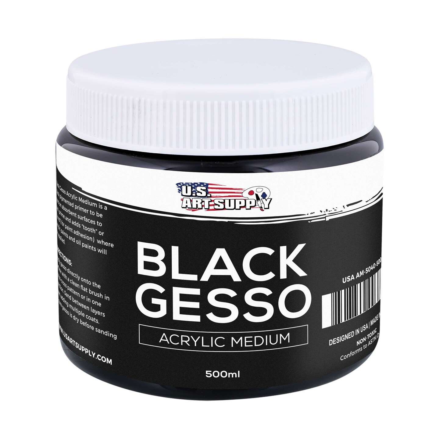 Black Gesso Primer - 16.9oz (500ml) for Oil &#x26; Acrylic Paint - Superior Coverage, Canvas Prep, Mixable White Gesso Paint Artists