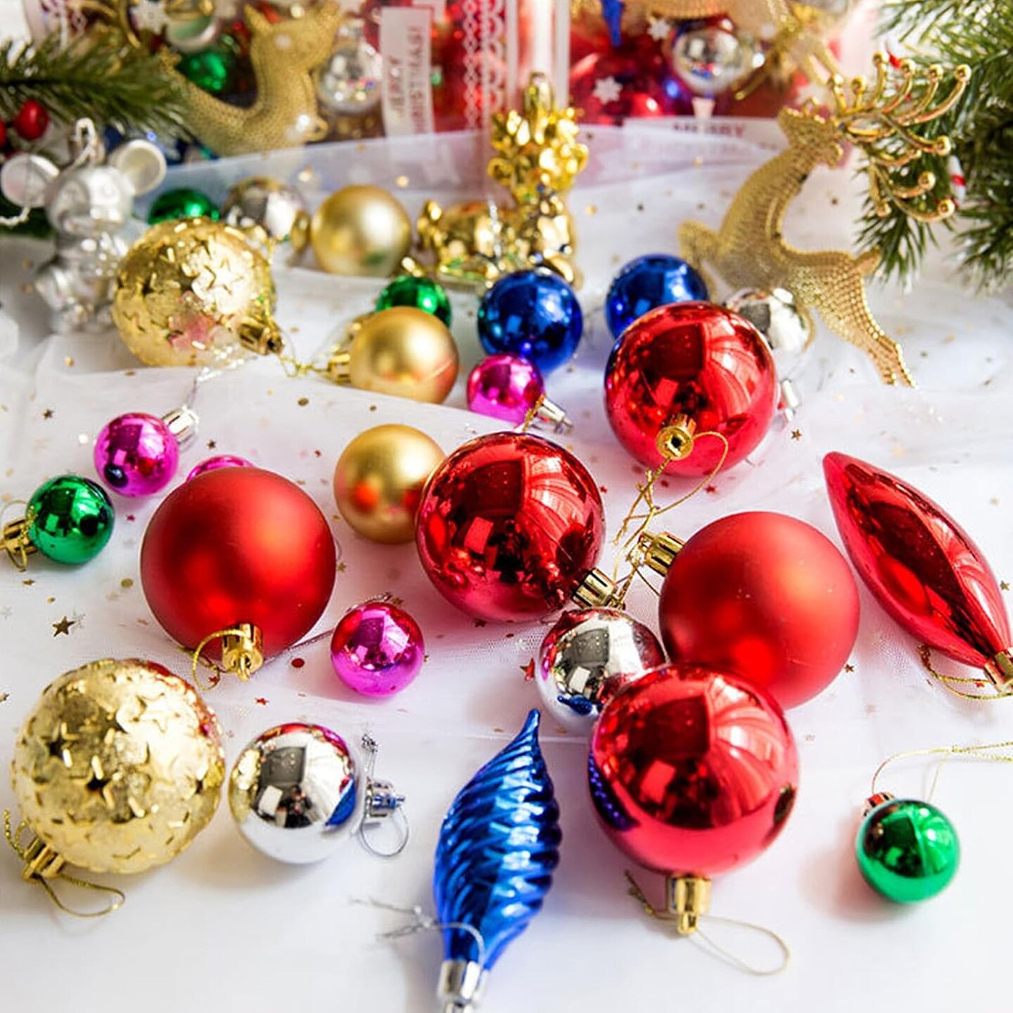 30 Pcs Multi Color Christmas Ball Ornaments (Bright and Colorful)