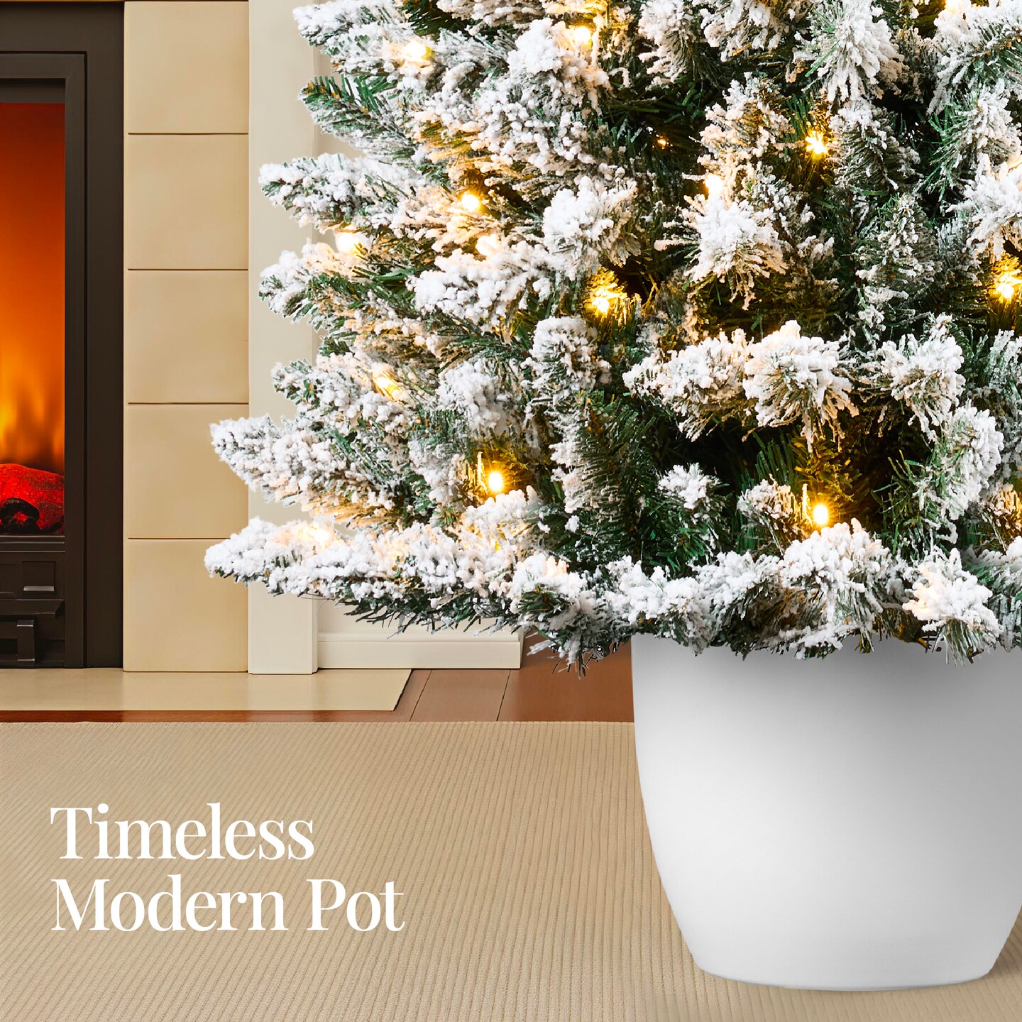 Best Choice Products Pre-Lit Potted Flocked Christmas Tree, Classic Artificial Holiday D&#xE9;cor, w/ Twinkling White LEDs