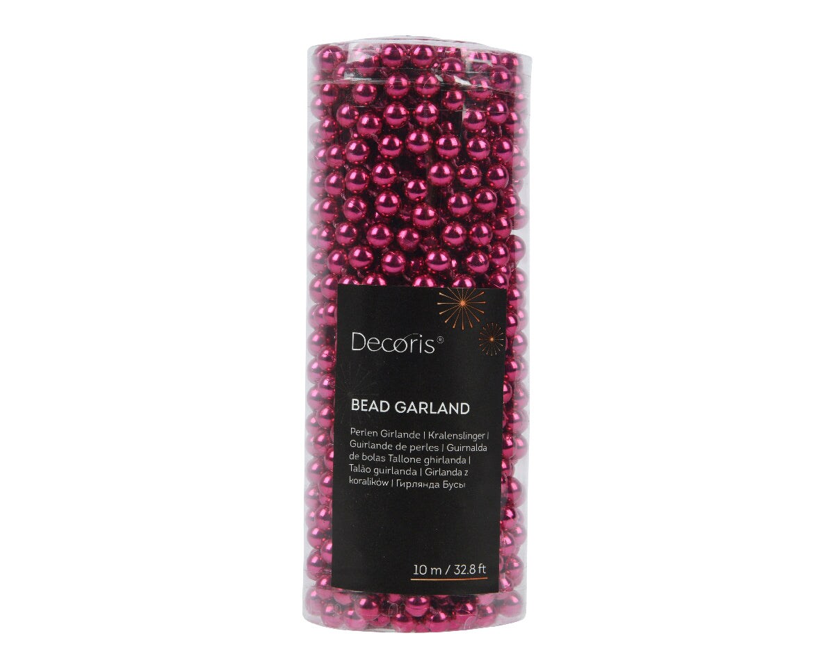 Shiny Bead Garland - Festive Pink - 32.8 Feet Long