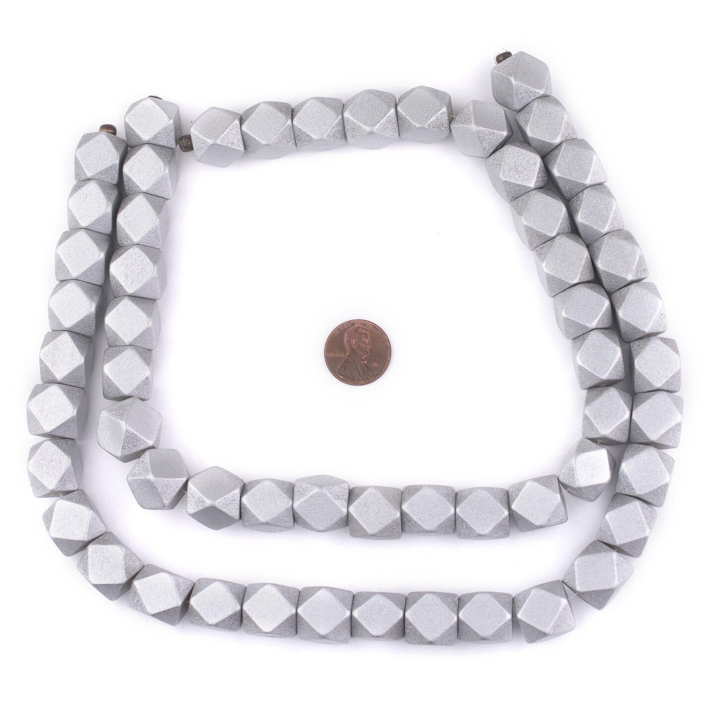 The Bead Chest Silver Cornerless Cube Wood Beads: 15mm Diamond Cut Natural Organic Beads for Jewelry Making
