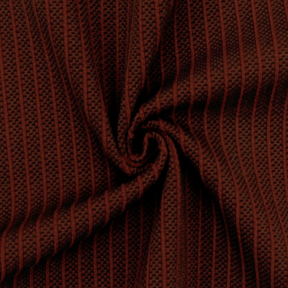 Red-Multi Famous Maker Tribal Stripe Border Stretch Jacquard Double Knit Fabric By the Yard