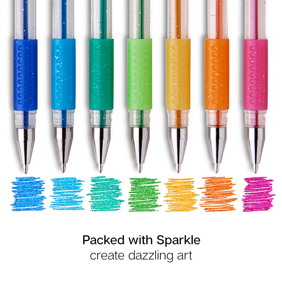 KINGART&#xAE; Soft Grip Glitter Gel Pens, 2.0mm Ink Cartridge, Set of 80 Unique Colors