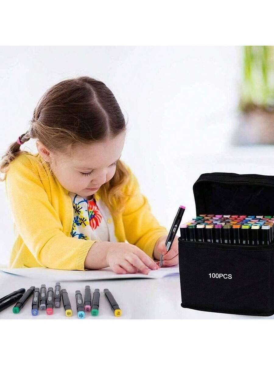 120 Colors Dual-Tip Alcohol-Based Markers Set, Permanent Sketch Markers