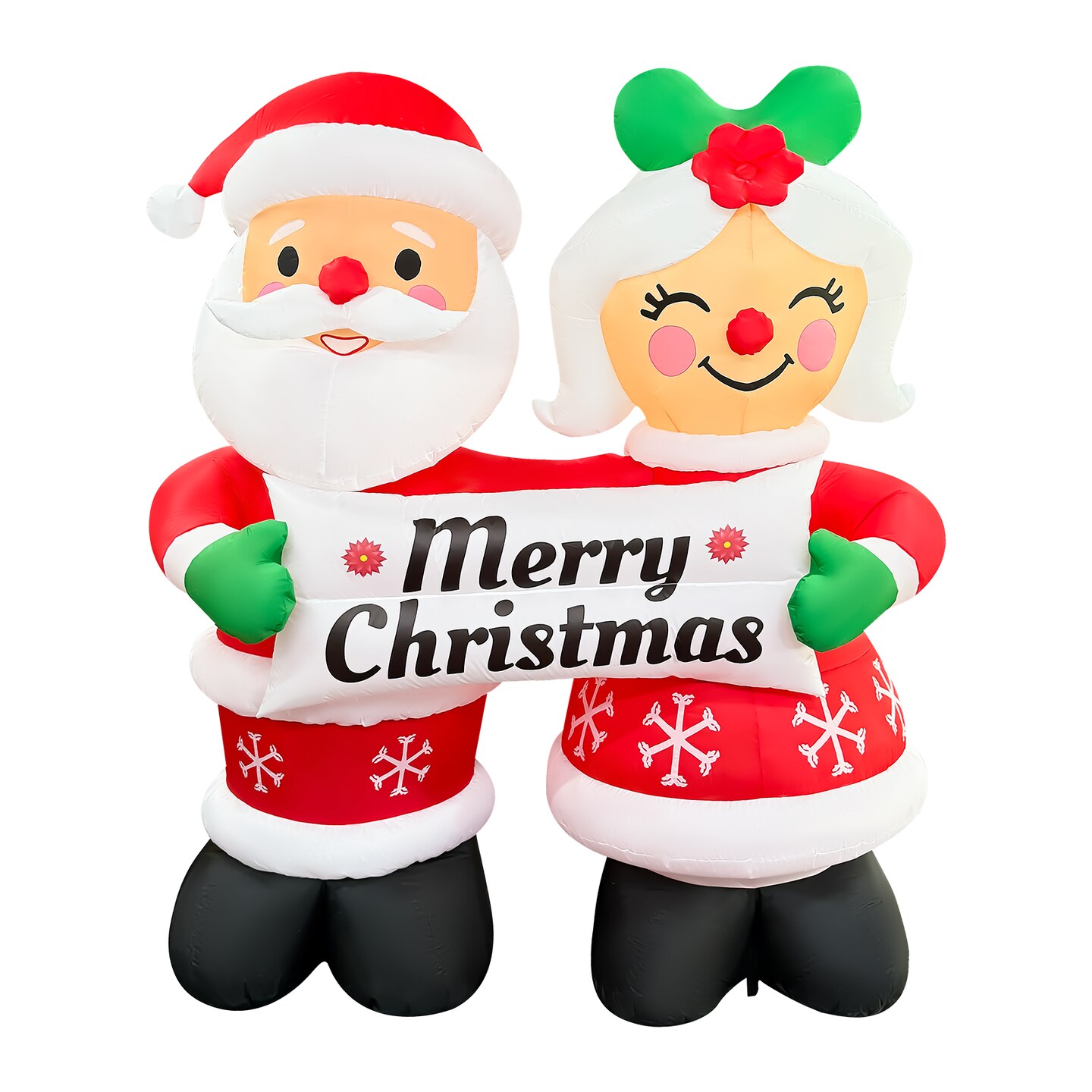 GOOSH 7FT Santa and Mrs. Claus Inflatable Holding &#x201C;Happy Holidays&#x201D; Sign with LED Lights
