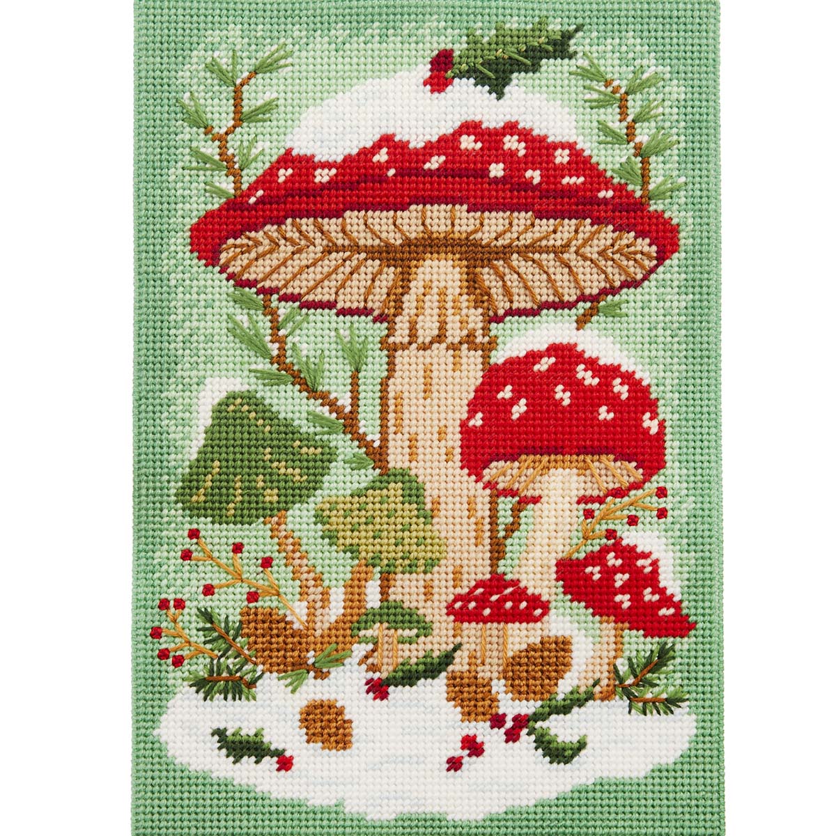Herrschners  Christmas Mushrooms Wall Hanging Plastic Canvas Kit