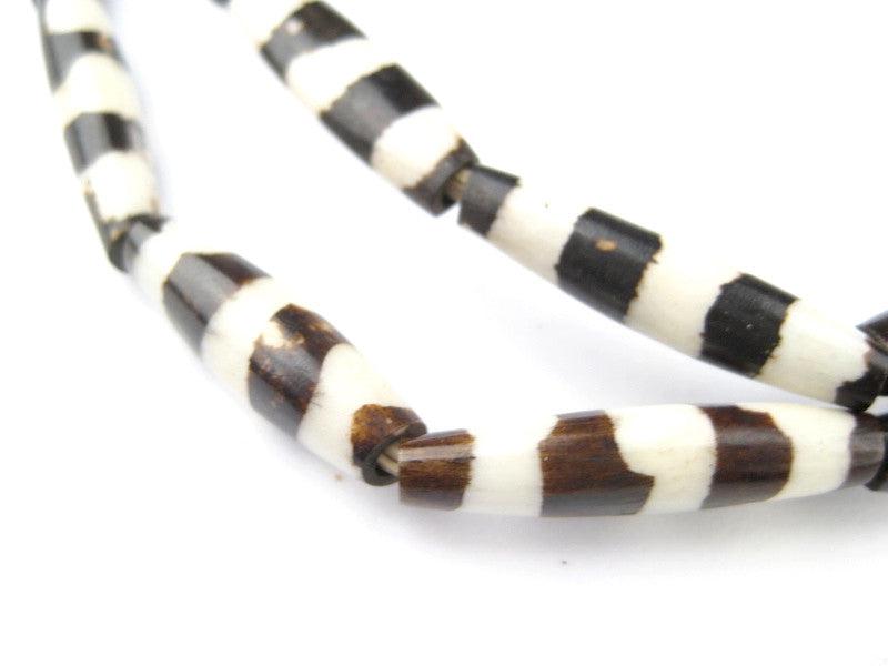 The Bead Chest Batik Bone Beads - Full Strand of Fair Trade African Beads (Tube, Porcupine Design)