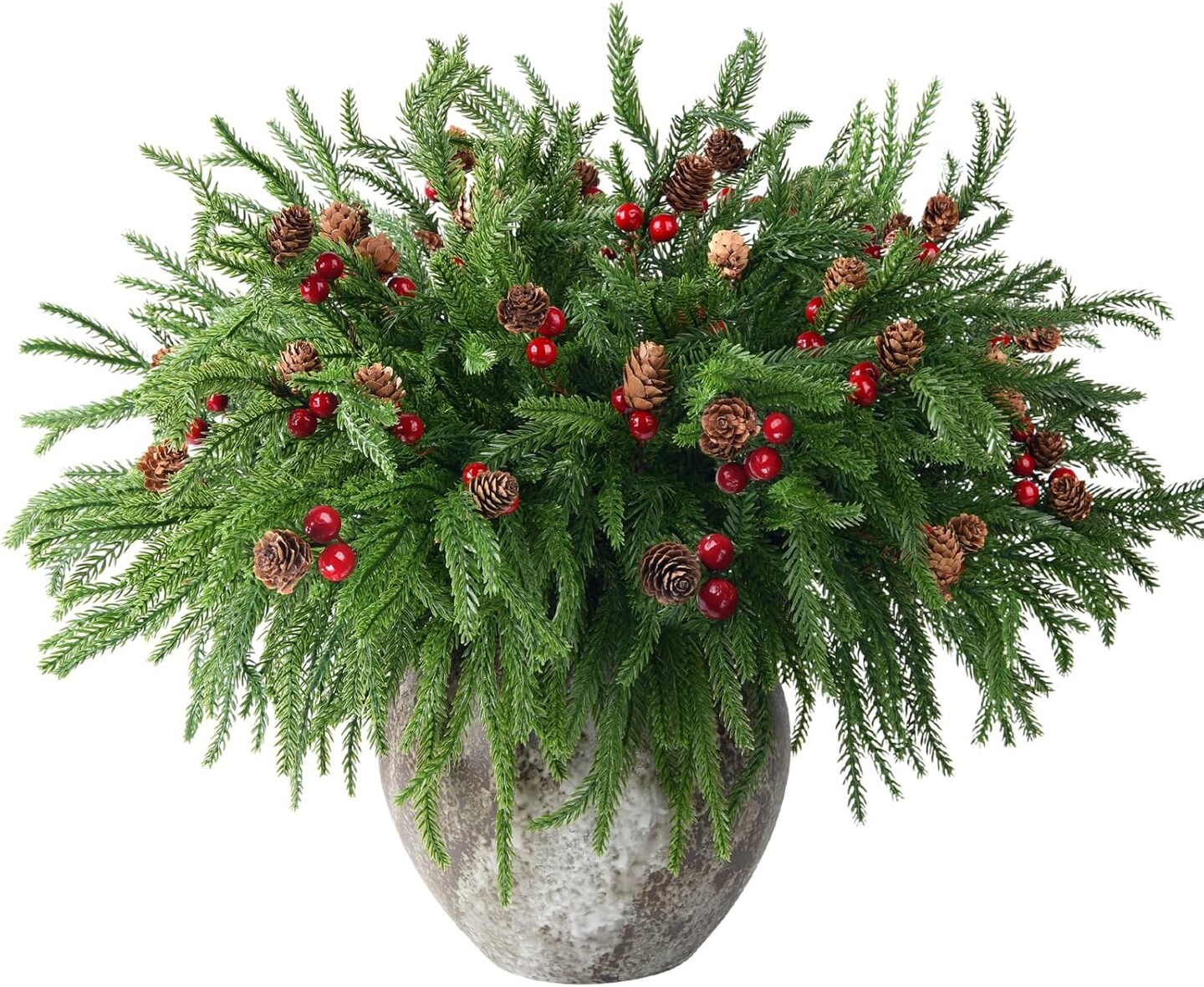 10 Pcs Artificial Christmas Norfolk Pine Stems (Pine Needles) 16.5"D x 2"W x 8"H