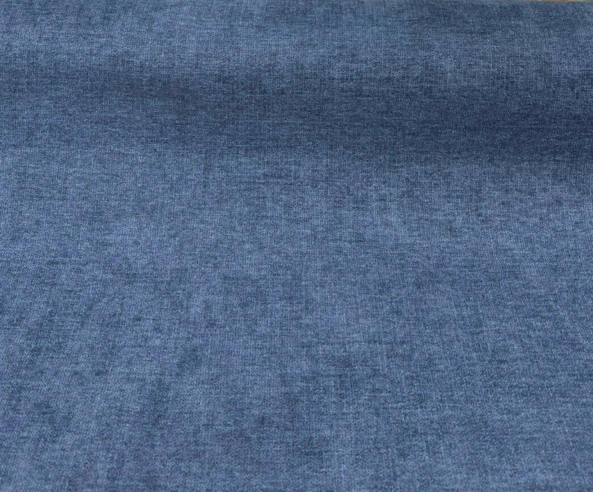 1 Yard Indigo Blue Performance Chenille Upholstery Fabric Stain Resistant 100% Polyester 54 Inch Width